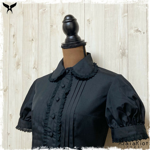 半袖ブラウス(フラット・黒) (1)