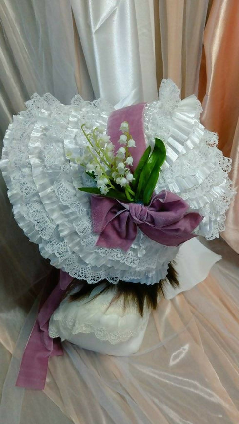 総レース鈴蘭ボンネット白