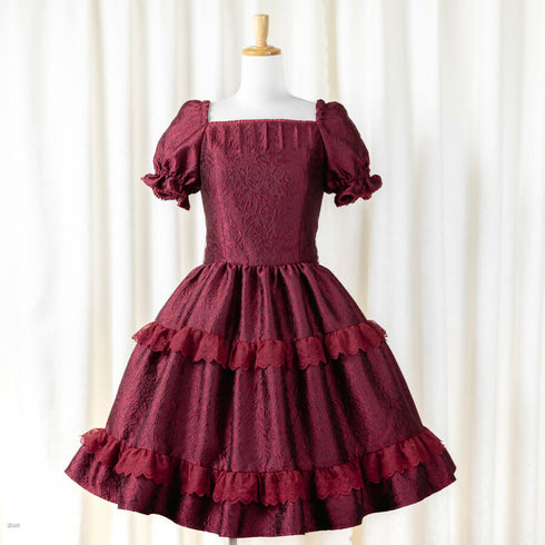 Noir Rose Jacquard Dress(ボルドー)