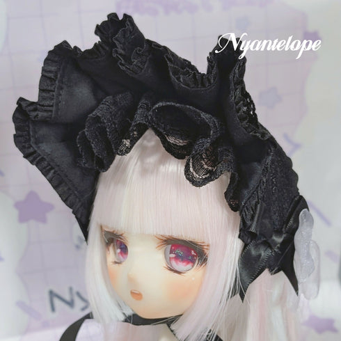ワイヤー入りハーフボンネット(ドール、ぬいぐるみサイズ)(ブラック、ホワイト、レッド) ゴスロリ 甘ロリ ロリータ ロリィタ