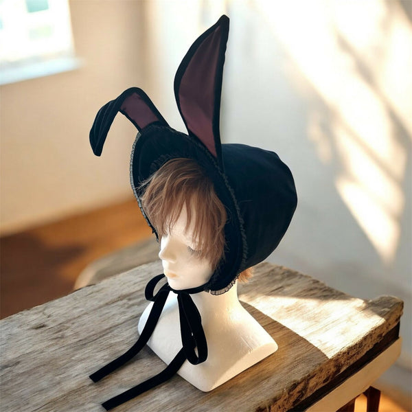 うさぎのボンネット ブラック