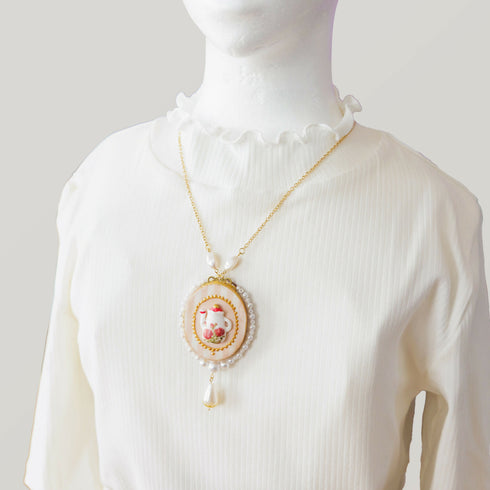 ティーポットのネックレス/ピンク