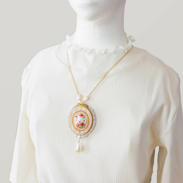 ティーポットのネックレス/ピンク