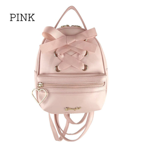 あみあげりぼんミニリュック LL-1010【ブラック モカブラウン スイートピンク】