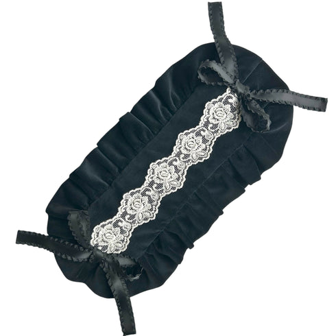 別珍フリルのヘッドドレス ブラック