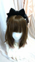 ファーリボンカチューシャ(ブラウン×黒リボン)