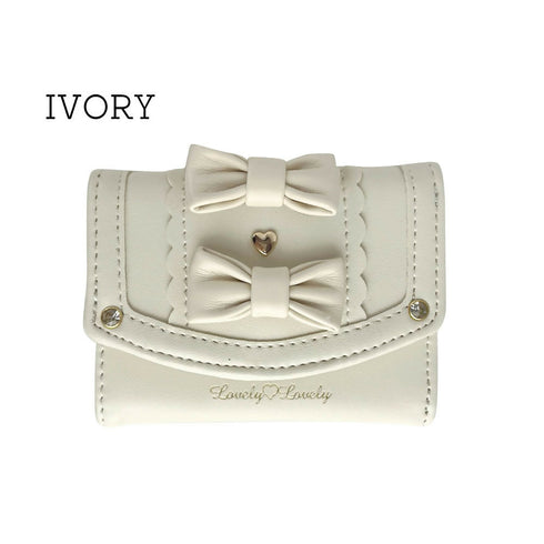 きゅるるんりぼんがま口折財布 LL-1025 【ブラック アイボリー】