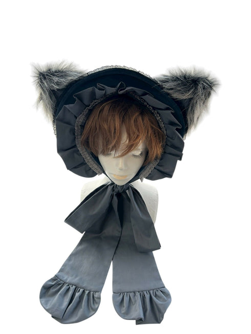 猫のボンネット くすみブルー