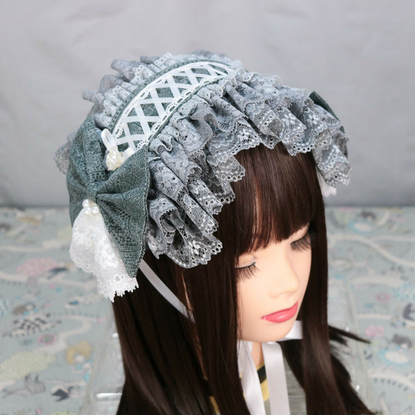 グレー×ホワイト ヘッドドレス