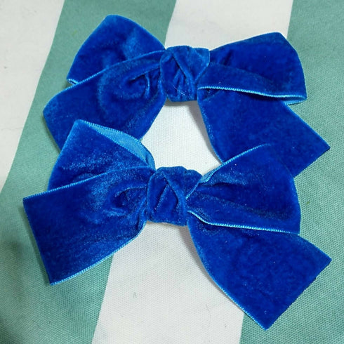 2個セットベロアリボンクリップ青