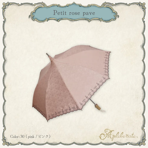 petit-rose-pave (プチ ローズ パヴェ) - パゴダ 1級遮光 折りたたみ日傘 晴雨兼用 UVカット