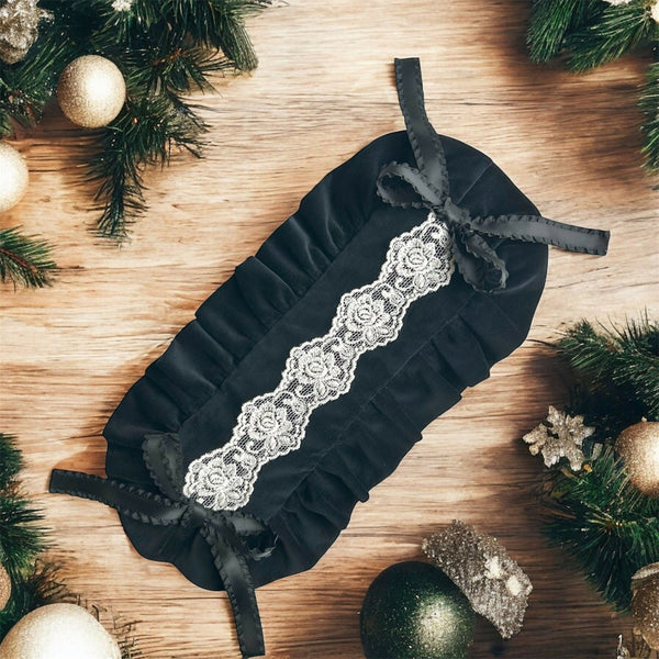 別珍フリルのヘッドドレス ブラック