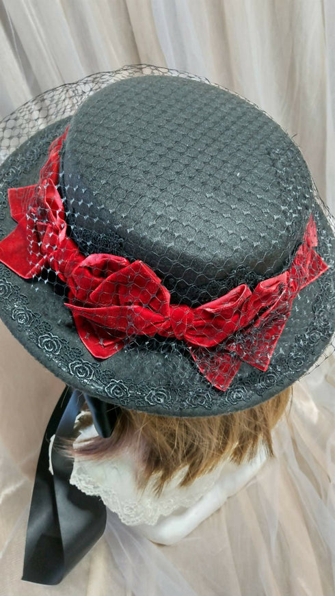 リボンリボンチュールフェルトハット
