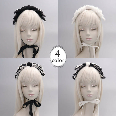 3段リボン ヘッドドレス レースミルフィーユリボン Sweet Pearl Ribbon Lolitails+
