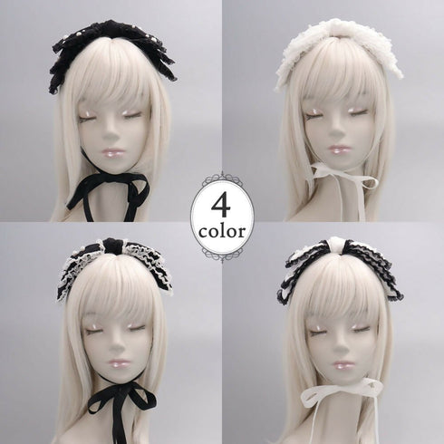 3段リボン ヘッドドレス レースミルフィーユリボン Sweet Pearl Ribbon Lolitails+