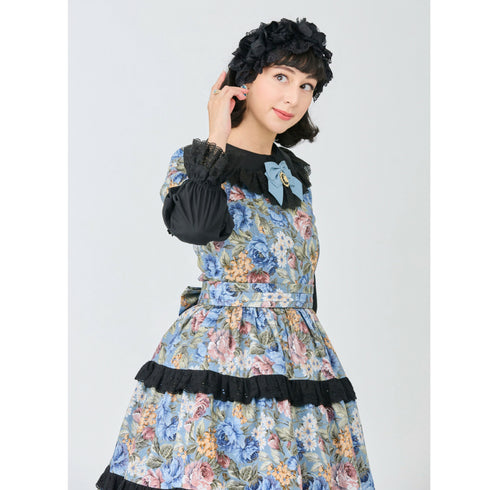 【ご予約商品】Antique Bloom Dressワンピース(ブルーローズ)