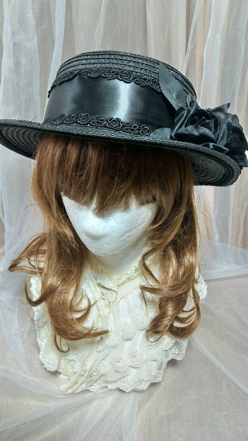 黒薔薇Simpleストローハット