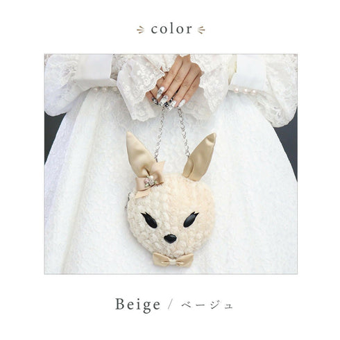 リリラパンポーチ ウサギ うさぎ ラビット バラ レース ブラック ベージュ【LALUICE】