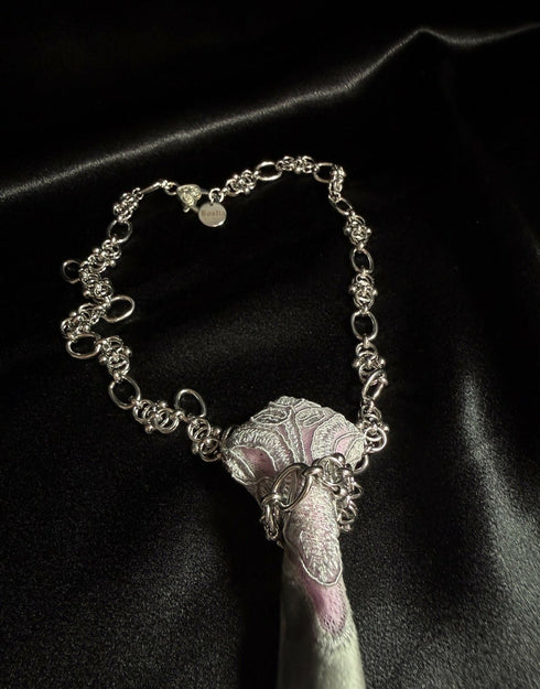 Pink Gray lace tie
