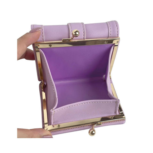 夢は叶うがま口折財布 LL-1013 【ブラック ピンク ラベンダー】