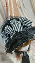 Stripe ribbon all lace bonnet black × white