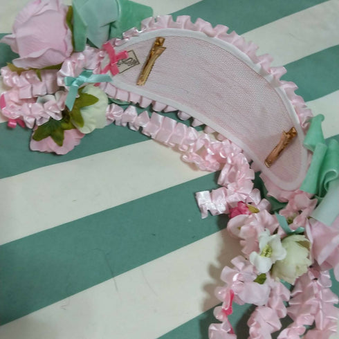 ピンクリボン薔薇×グリーンヘッドドレス