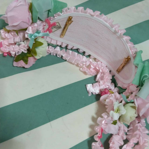 ピンクリボン薔薇×グリーンヘッドドレス