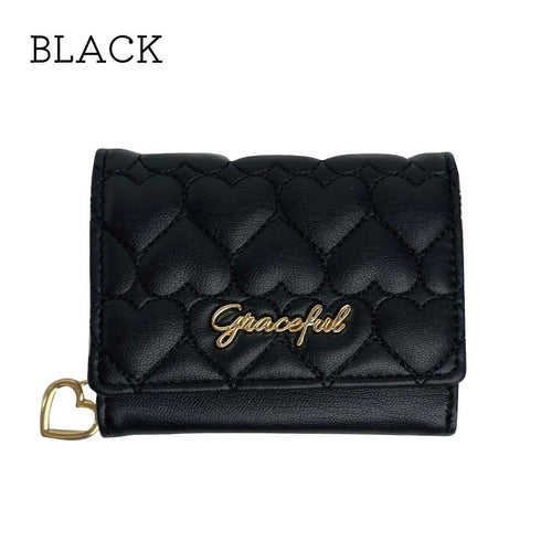 ハートを運んで折財布 LL-1012 【ブラック ベージュ ラベンダー】