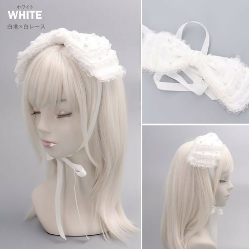 3段リボン ヘッドドレス レースミルフィーユリボン Sweet Pearl Ribbon Lolitails+