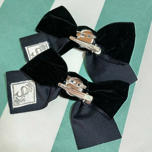 ベロアリボンクリップ2個セット黒