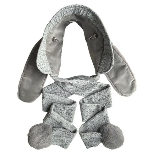 ニットのうさぎヘッドドレス ライトグレー