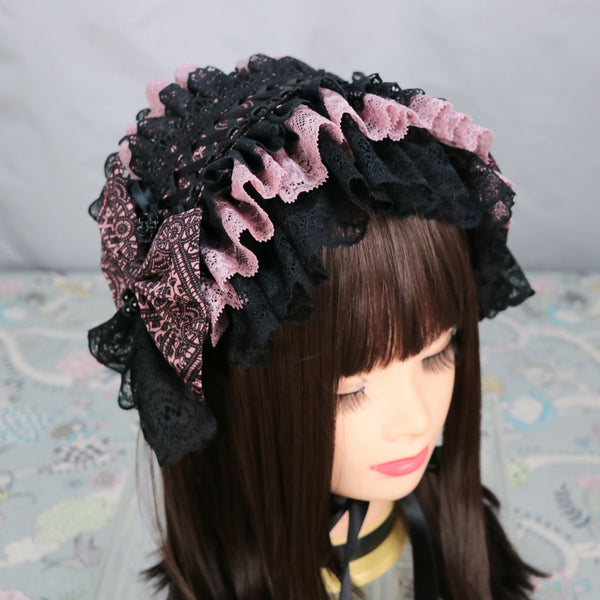 ピンク×ブラック ヘッドドレス