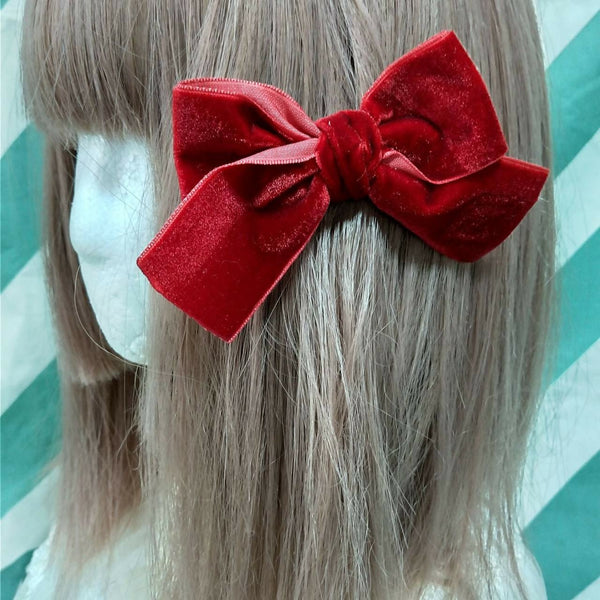 ベロアリボンクリップ2個セットボルドー