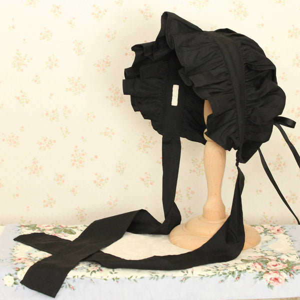 おりぼんちゃんフルボンネット ワイン×ブラック