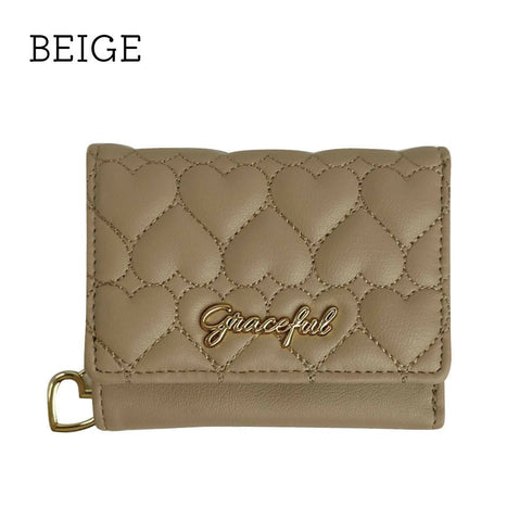 ハートを運んで折財布 LL-1012 【ブラック ベージュ ラベンダー】