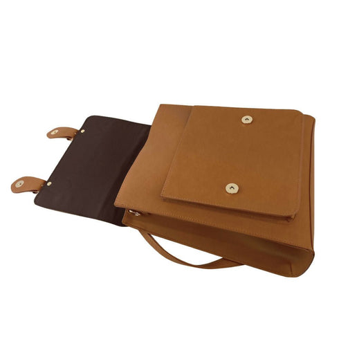 縦型サッチェルバッグ TL-5584 【ブラック キャメル ブラウン】