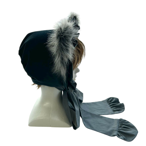 猫のボンネット くすみブルー