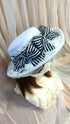 ストライプリボンフェルトハット白