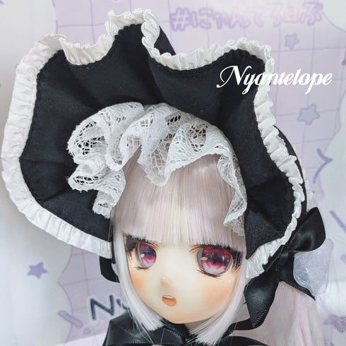 ワイヤー入りハーフボンネット(ドール、ぬいぐるみサイズ)(ブラック、ホワイト、レッド) ゴスロリ 甘ロリ ロリータ ロリィタ