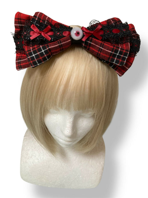 血塗れの眼球赤チェックレースのBIGリボン