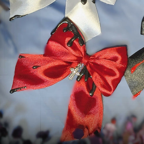 【GLM13】滴るリボンクリップ(ブラック、ホワイト、レッド) ゴスロリ ロリータ ロリィタ ハロウィン