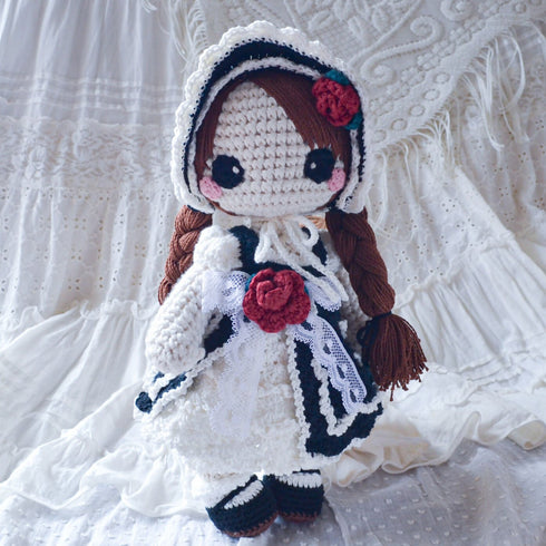 あみぐるどーるソナタサイズ着せ替え服セット【白×黒】