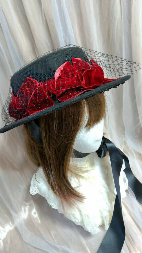 リボンリボンチュールフェルトハット