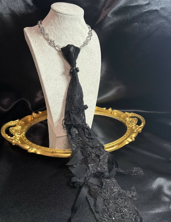 Black Black ribbon tie
