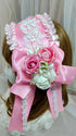 ピンク×ピンク薔薇リボンヘッドドレス