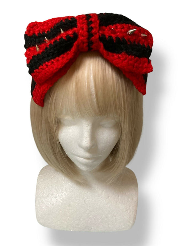 【BABY Sanctuary× s'habillerコラボ商品】血塗れの眼球赤黒ニットBIGリボンver.スタッズ