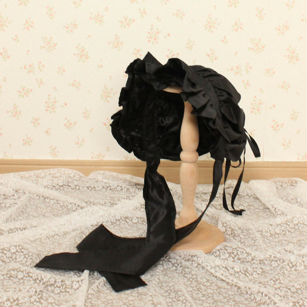 後リボンフルボンネットGoth editionシャンタン ブラック