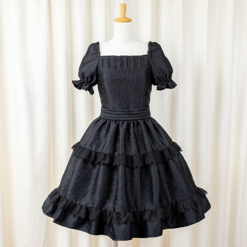 Noir Rose Jacquard Dress(Blk)