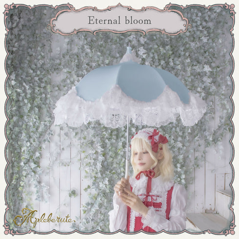 eternal-bloom (エターナルブルーム) - パゴダ 1級遮光 日傘 晴雨兼用 UVカット ショート丈 フリル レース