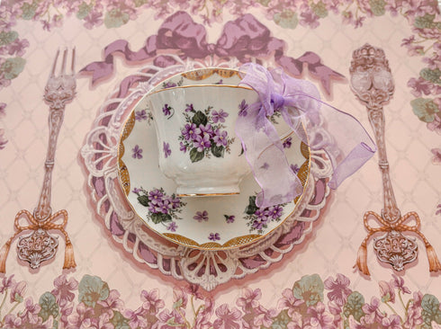 すみれのティーカップソーサー